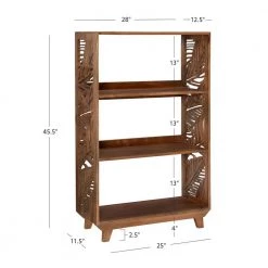 Lucy 45 in. H Natural Brown Mango Wood 3-Shelf Accent Bookcase with Palm Leaves Side Panels by Powell Company 9 Lucy 45 in. H Natural Brown Mango Wood 3-Shelf Accent Bookcase with Palm Leaves Side Panels by Powell Company -Powell Company Shop brown powell company bookcases bookshelves hd1799 4f 1000