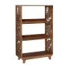 Lucy 45 in. H Natural Brown Mango Wood 3-Shelf Accent Bookcase with Palm Leaves Side Panels by Powell Company