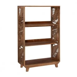 Powell Company Shop 8 Lucy 45 in. H Natural Brown Mango Wood 3-Shelf Accent Bookcase with Palm Leaves Side Panels by Powell Company