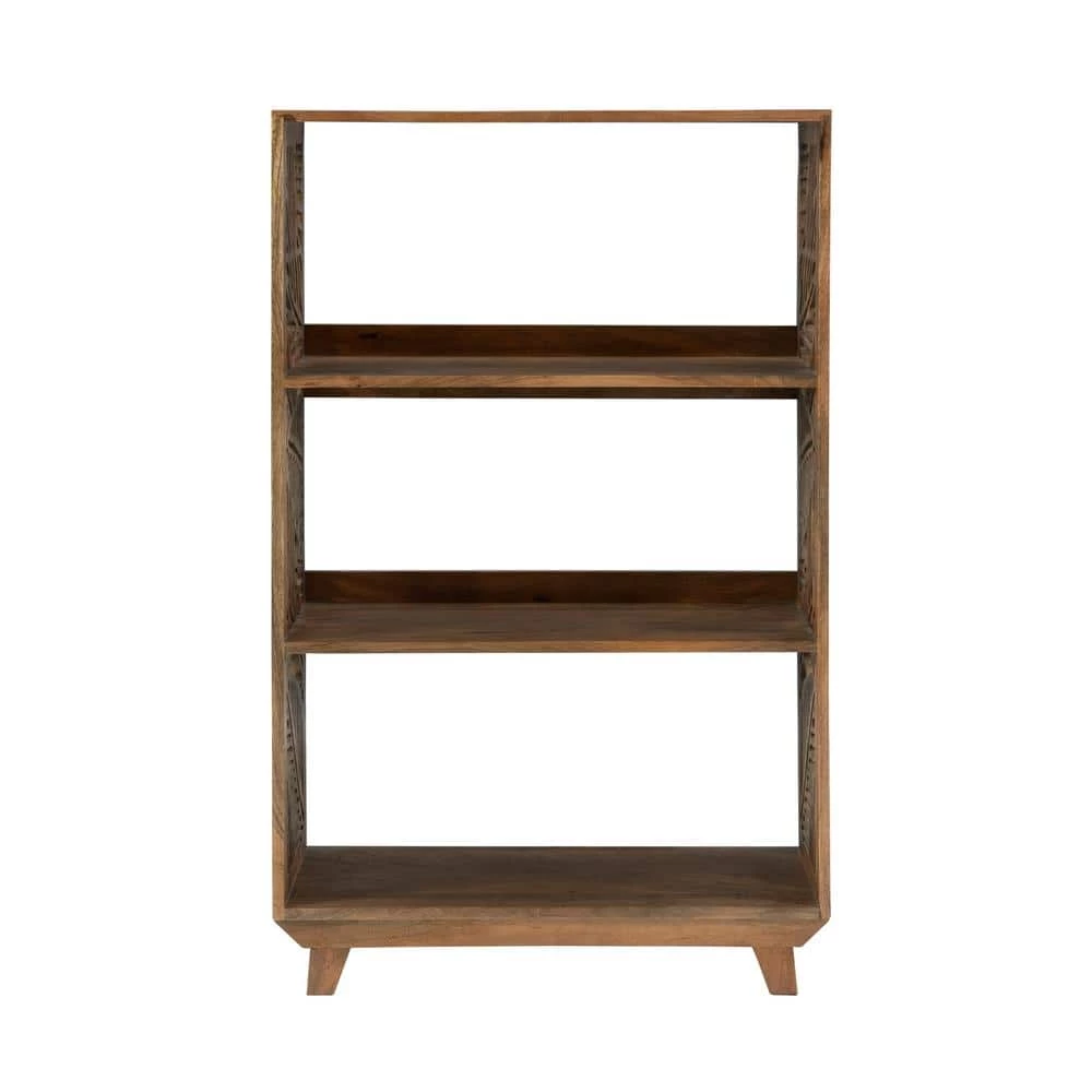 Lucy 45 in. H Natural Brown Mango Wood 3-Shelf Accent Bookcase with Palm Leaves Side Panels by Powell Company 4 Lucy 45 in. H Natural Brown Mango Wood 3-Shelf Accent Bookcase with Palm Leaves Side Panels by Powell Company - Image 3