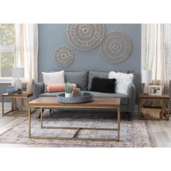 Edith 48 in. L Gold Metal 18.5 in. H Rectangle Wood top Coffee Table with 2-End Tables by Powell Company -Powell Company Shop brown powell company coffee tables hd1795ct21 31 1000