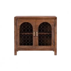 Camille 36 in. Brown 33 in. Rectangular Mango Wood Console Table with Metal Circle Front by Powell Company -Powell Company Shop brown powell company console tables hd1655at21 c3 1000