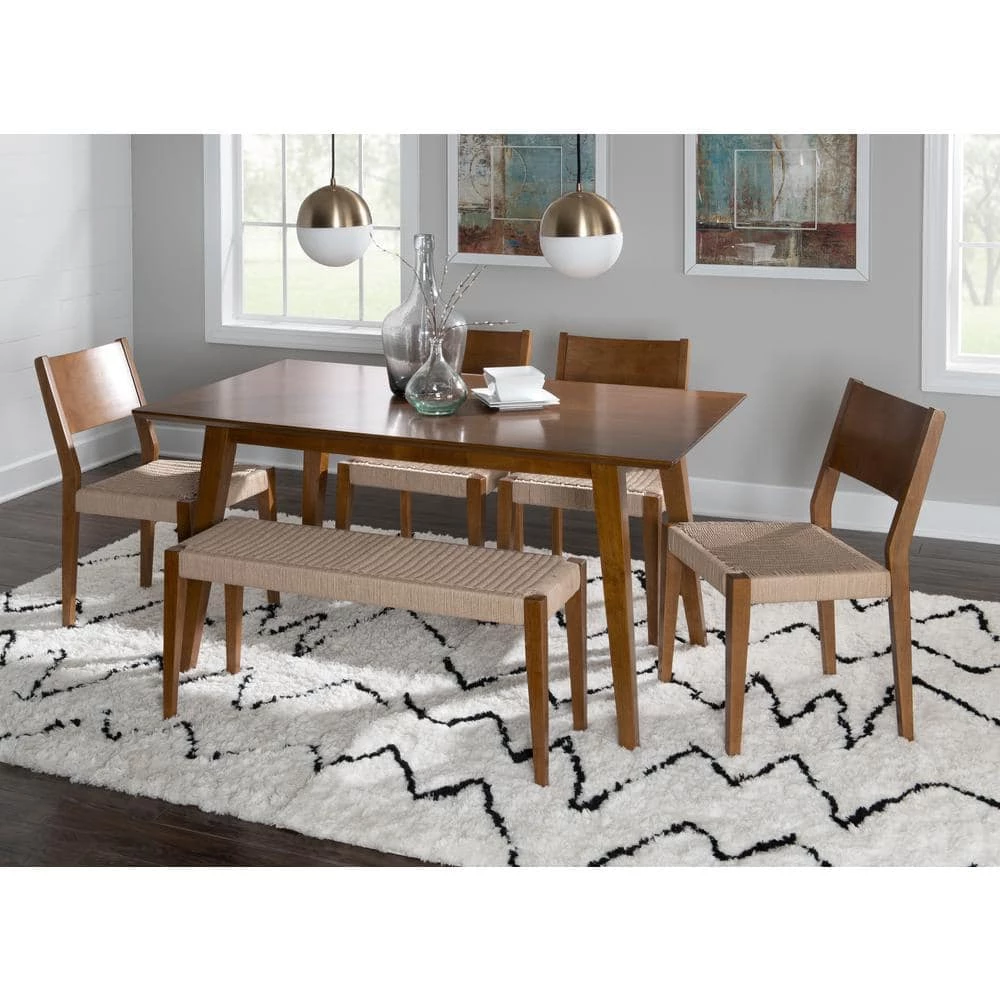 Marlene 6-Piece Brown Modern Dining Set with Woven Rope Seats by Powell Company 12 Marlene 6-Piece Brown Modern Dining Set with Woven Rope Seats by Powell Company - Image 10