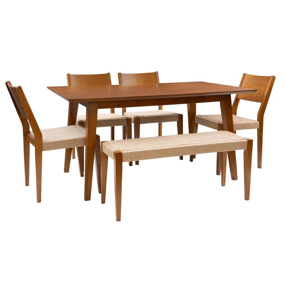 Marlene 6-Piece Brown Modern Dining Set with Woven Rope Seats by Powell Company 3 Marlene 6-Piece Brown Modern Dining Set with Woven Rope Seats by Powell Company