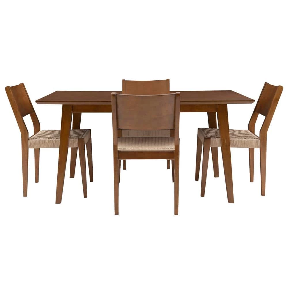 Marlene 6-Piece Brown Modern Dining Set with Woven Rope Seats by Powell Company 4 Marlene 6-Piece Brown Modern Dining Set with Woven Rope Seats by Powell Company - Image 2