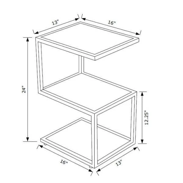 Ehren 16 in. x 24 in. H Brown Black Rectangular Metal and Wood End Table with 3-Shelves by Powell Company 9 Ehren 16 in. x 24 in. H Brown Black Rectangular Metal and Wood End Table with 3-Shelves by Powell Company - Image 7