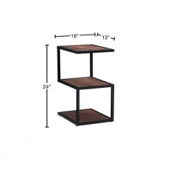Ehren 16 in. x 24 in. H Brown Black Rectangular Metal and Wood End Table with 3-Shelves by Powell Company 12 Ehren 16 in. x 24 in. H Brown Black Rectangular Metal and Wood End Table with 3-Shelves by Powell Company -Powell Company Shop brown powell company end side tables hd1647at21 40 1000
