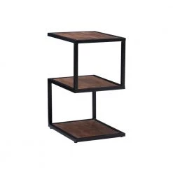 Ehren 16 in. x 24 in. H Brown Black Rectangular Metal and Wood End Table with 3-Shelves by Powell Company 15 Ehren 16 in. x 24 in. H Brown Black Rectangular Metal and Wood End Table with 3-Shelves by Powell Company -Powell Company Shop brown powell company end side tables hd1647at21 4f 1000