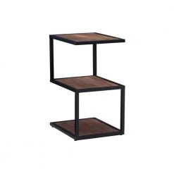 Ehren 16 in. x 24 in. H Brown Black Rectangular Metal and Wood End Table with 3-Shelves by Powell Company