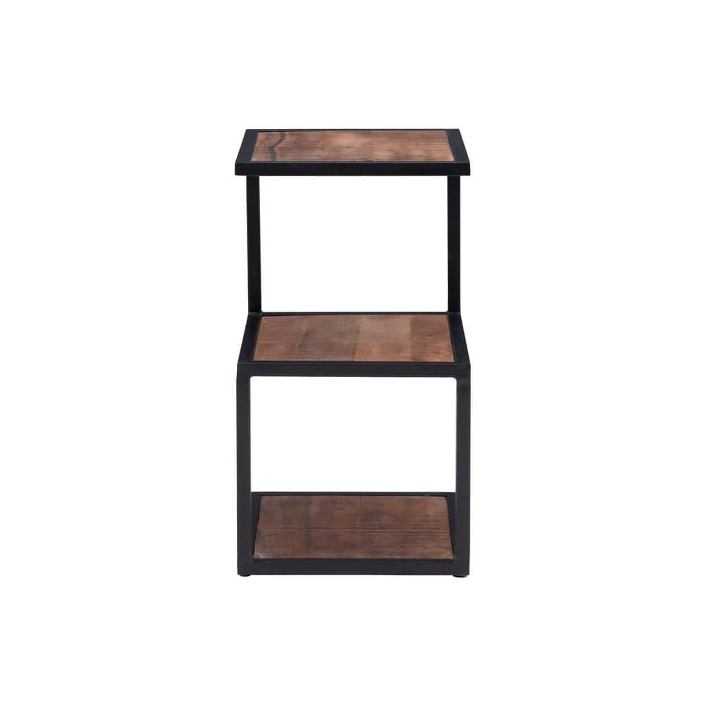 Ehren 16 in. x 24 in. H Brown Black Rectangular Metal and Wood End Table with 3-Shelves by Powell Company 7 Ehren 16 in. x 24 in. H Brown Black Rectangular Metal and Wood End Table with 3-Shelves by Powell Company - Image 5