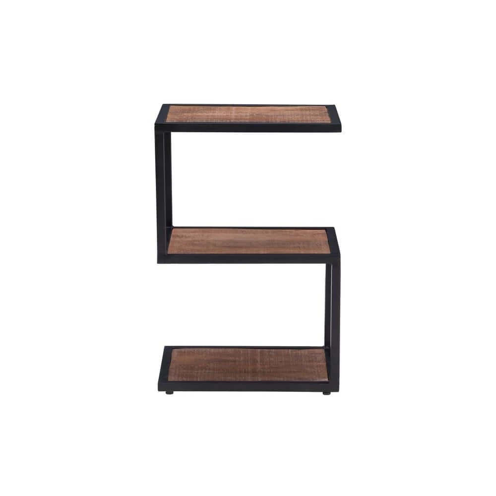 Ehren 16 in. x 24 in. H Brown Black Rectangular Metal and Wood End Table with 3-Shelves by Powell Company 4 Ehren 16 in. x 24 in. H Brown Black Rectangular Metal and Wood End Table with 3-Shelves by Powell Company - Image 2
