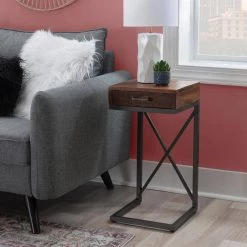 Carina 12 in. x 23.5 in. Black Square Wood End Table with Drawer by Powell Company -Powell Company Shop brown powell company end side tables hd1653at21 31 1000