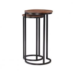 Cosimo 16.5 in. Wide Brown 31 in. High Round Mango Wood Nesting Tables by Powell Company -Powell Company Shop brown powell company nesting tables hd1684nt21 4f 1000
