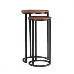 Cosimo 16.5 in. Wide Brown 31 in. High Round Mango Wood Nesting Tables by Powell Company