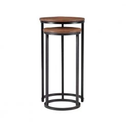 Cosimo 16.5 in. Wide Brown 31 in. High Round Mango Wood Nesting Tables by Powell Company -Powell Company Shop brown powell company nesting tables hd1684nt21 c3 1000