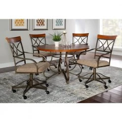 Masson 5-Piece Cherry/Pewter/Bronze Dining Set by Powell Company -Powell Company Shop cherry pewter bronze powell company dining room sets hd1239d19 31 1000