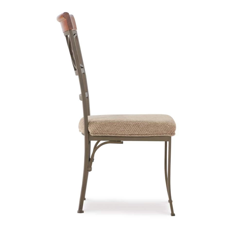 Masson Metal Frame Brushed Faux Medium Cherry Wood with Beige Polyester Seat Dining Chair (Set of 2) by Powell Company 4 Masson Metal Frame Brushed Faux Medium Cherry Wood with Beige Polyester Seat Dining Chair (Set of 2) by Powell Company - Image 2