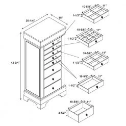 Greta Cherry Jewelry Armoire 20 in. W x 15 in. D x 42 in. H by Powell Company -Powell Company Shop cherry powell company jewelry armoires hd1763ja21 76 1000