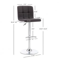 Chad 35.6 in. H - 44 in. H Chocolate Faux Leather Chrome Adjustable Barstool with Faux Leather Seat by Powell Company -Powell Company Shop chocolate brown powell company bar stools hd1672bs21 1f 1000
