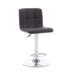 Chad 35.6 in. H - 44 in. H Chocolate Faux Leather Chrome Adjustable Barstool with Faux Leather Seat by Powell Company