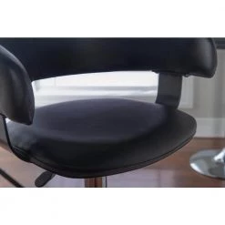 Martinez 3-Piece Round Glass Top Adjustable Chrome Base with Adjustable Black Faux Leather Barstool Bar Table Set by Powell Company -Powell Company Shop chrome powell company dining room sets hd16943pcset21 a0 1000