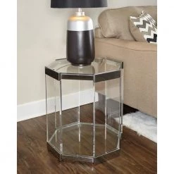 Marcy 20 in. W Chrome Octagon Glass Top Side Table by Powell Company -Powell Company Shop chrome powell company end side tables hd1744st21 31 1000