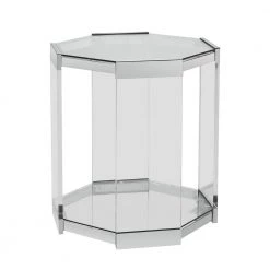 Marcy 20 in. W Chrome Octagon Glass Top Side Table by Powell Company -Powell Company Shop chrome powell company end side tables hd1744st21 e1 1000