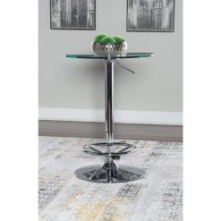 Newbern Chrome Adjustable Height Table with Glass Top by Powell Company -Powell Company Shop chrome powell company kitchen dining tables hd1308d19 31 1000