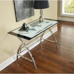 48 in. Rectangular Clear/Chrome 1 Drawer Writing Desk with Storage by Powell Company -Powell Company Shop clear chrome powell company writing desks hd1263a19 4f 1000