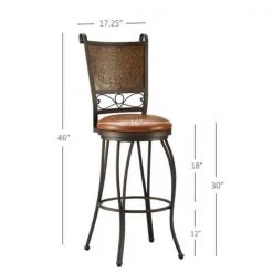 Bryant 30"H Copper Stamped High back Metal Frame Barstool by Powell Company -Powell Company Shop copper brown powell company bar stools hd1752bs21 4f 1000