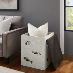 Barrier Cream Fish Table with Storage by Powell Company -Powell Company Shop cream grey powell company end side tables hd1558at20w 1f 1000