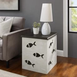 Barrier Cream Fish Table with Storage by Powell Company -Powell Company Shop cream grey powell company end side tables hd1558at20w 31 1000