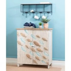 Keyes Distressed Cream 2-Door Cabinet with Fish Accents by Powell Company -Powell Company Shop cream powell company accent cabinets hd1789ca21 31 1000