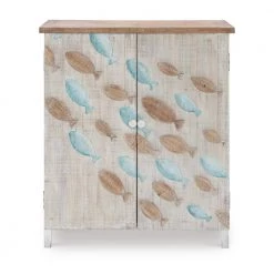 Keyes Distressed Cream 2-Door Cabinet with Fish Accents by Powell Company -Powell Company Shop cream powell company accent cabinets hd1789ca21 c3 1000
