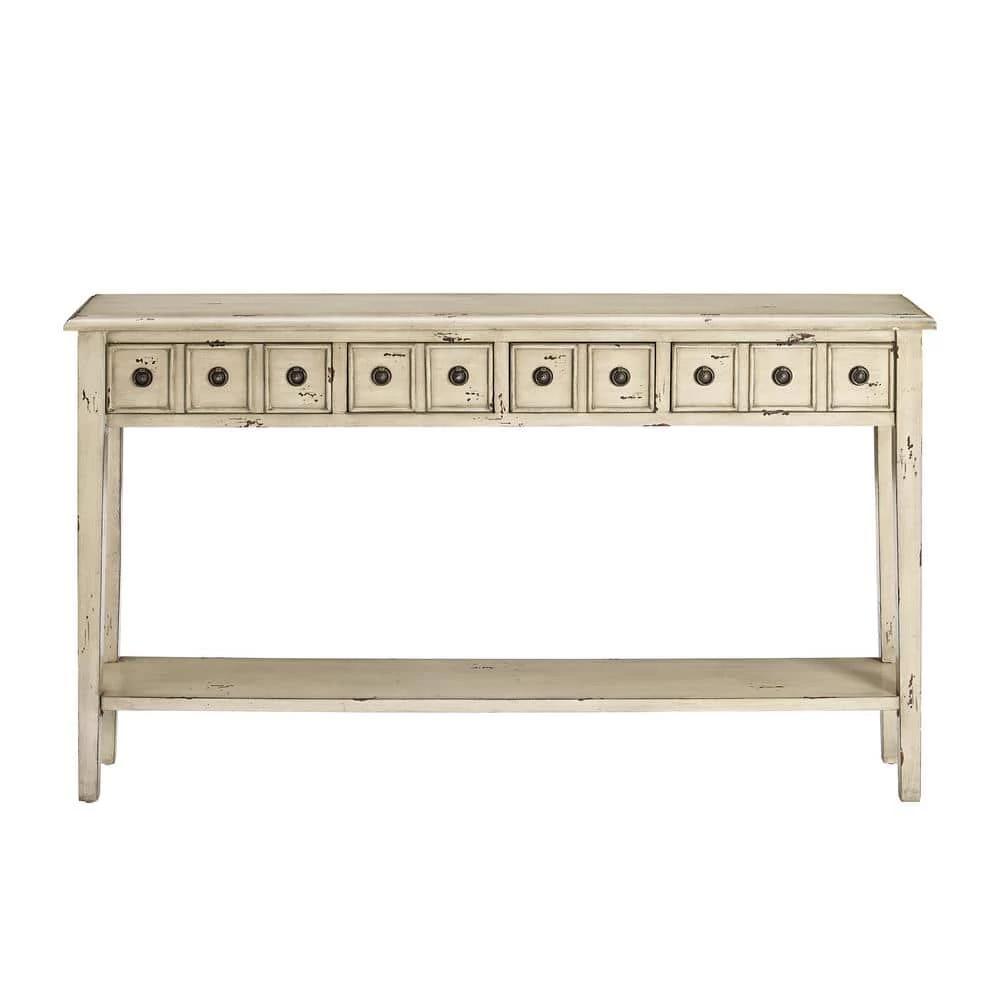 Strand 60 in. Cream Standard Rectangle Wood Console Table with Drawers by Powell Company 3 Strand 60 in. Cream Standard Rectangle Wood Console Table with Drawers by Powell Company