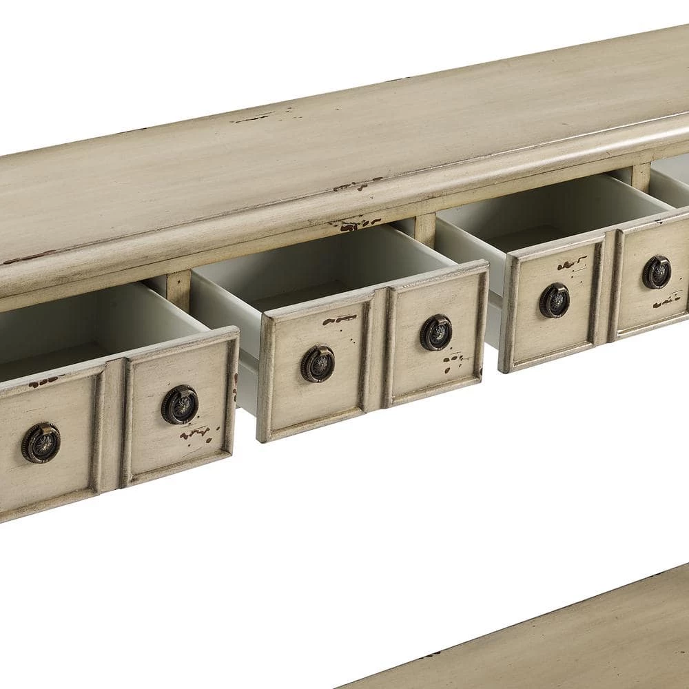 Strand 60 in. Cream Standard Rectangle Wood Console Table with Drawers by Powell Company 9 Strand 60 in. Cream Standard Rectangle Wood Console Table with Drawers by Powell Company - Image 7