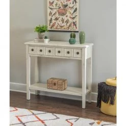 Strand 38 in. L x 34.75 in. H Cream Rectangle Wood Top Console Table (2-Drawer) by Powell Company -Powell Company Shop cream powell company console tables hd1564a20c 31 1000