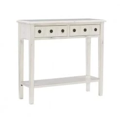 Strand 38 in. L x 34.75 in. H Cream Rectangle Wood Top Console Table (2-Drawer) by Powell Company