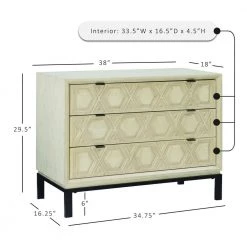 Muriel 38 in. L Cream 29.5 in H Rectangle wood top 3-Drawer Console Table by Powell Company -Powell Company Shop cream powell company console tables hd1586a20 1f 1000