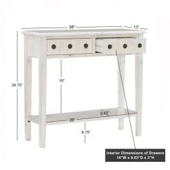 Cindie 38 in. W Cream 34.75 in. H Rectangular Wood Console Table with 2-Drawers and Shelf by Powell Company 20 Cindie 38 in. W Cream 34.75 in. H Rectangular Wood Console Table with 2-Drawers and Shelf by Powell Company -Powell Company Shop cream powell company console tables hd221815 1f 1000