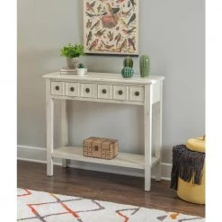 Cindie 38 in. W Cream 34.75 in. H Rectangular Wood Console Table with 2-Drawers and Shelf by Powell Company 21 Cindie 38 in. W Cream 34.75 in. H Rectangular Wood Console Table with 2-Drawers and Shelf by Powell Company -Powell Company Shop cream powell company console tables hd221815 31 1000