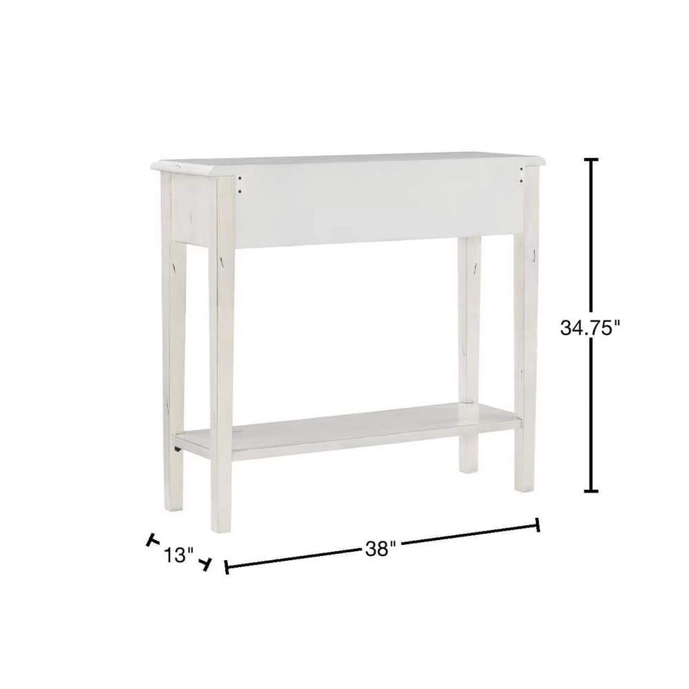 Cindie 38 in. W Cream 34.75 in. H Rectangular Wood Console Table with 2-Drawers and Shelf by Powell Company 5 Cindie 38 in. W Cream 34.75 in. H Rectangular Wood Console Table with 2-Drawers and Shelf by Powell Company - Image 3