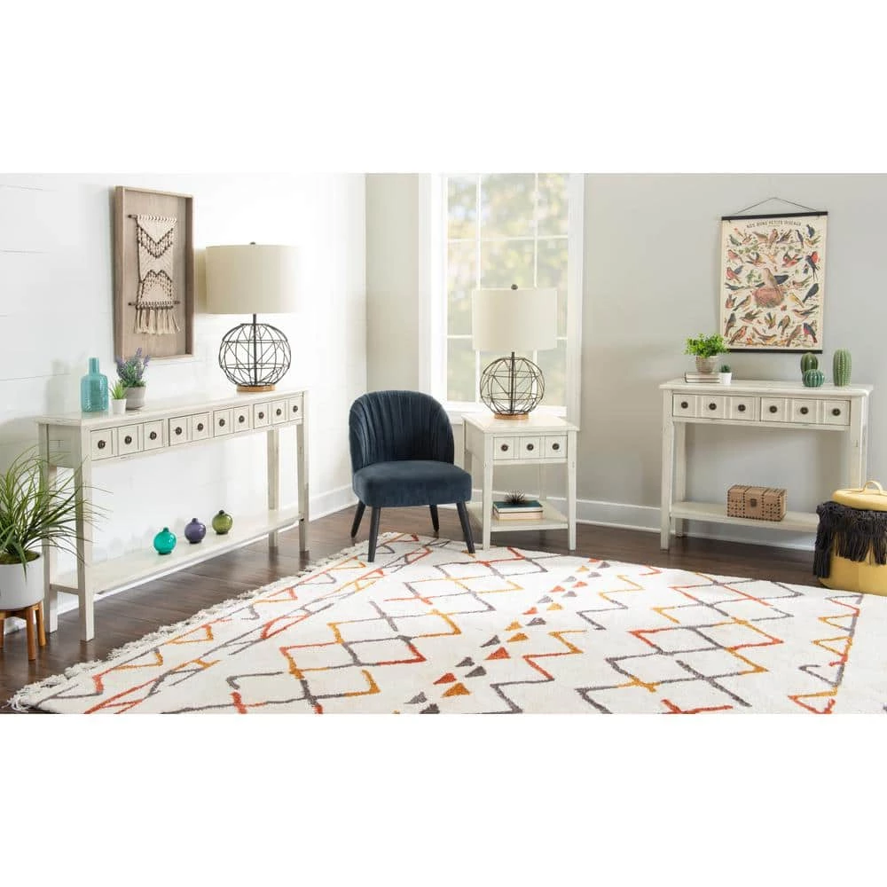 Cindie 38 in. W Cream 34.75 in. H Rectangular Wood Console Table with 2-Drawers and Shelf by Powell Company 10 Cindie 38 in. W Cream 34.75 in. H Rectangular Wood Console Table with 2-Drawers and Shelf by Powell Company - Image 8