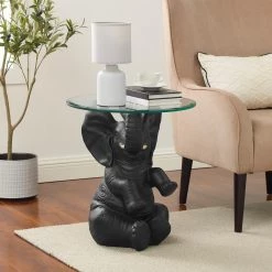 Ehren 20 in. W Dark Gray Elephant Glass Top Side Table by Powell Company -Powell Company Shop dark gray powell company end side tables hd1743st21 31 1000