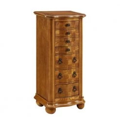 Porter Valley Oak with White Ash Burl and Walnut Jewelry Armoire with Mirror by Powell Company