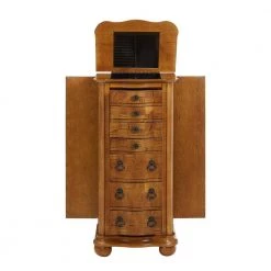 Porter Valley Oak with White Ash Burl and Walnut Jewelry Armoire with Mirror by Powell Company -Powell Company Shop distressed oak with white ash burl walnut inlay black lining powell company armoires wardrobes 277 314 77 1000