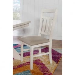 Krause Distressed White Side Chair (Set of 2) by Powell Company -Powell Company Shop distressed white finish and beige fabric powell company dining chairs hd1434dc19 fa 1000