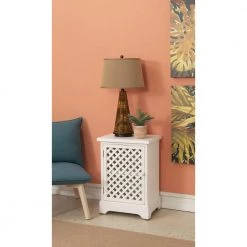 Bailee 1 Door Cabinet White Lattice by Powell Company -Powell Company Shop distressed white powell company accent cabinets hd1422a19 31 1000