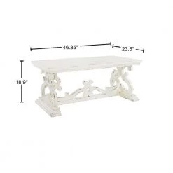 Lucas 47 in. Distressed White Large Rectangle Wood Coffee Table with Pedestal Base by Powell Company -Powell Company Shop distressed white powell company coffee tables hd1410a19 40 1000