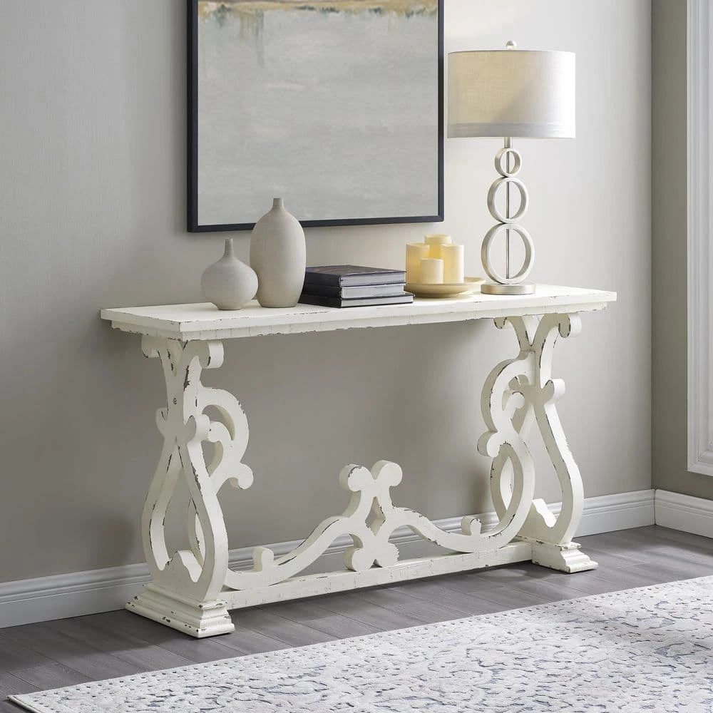 Lucas 60 in. Distressed White Standard Rectangle Wood Console Table by Powell Company 12 Lucas 60 in. Distressed White Standard Rectangle Wood Console Table by Powell Company - Image 10